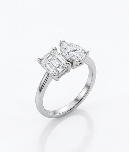 خاتم فضة MOISSANITE الماس 2ct