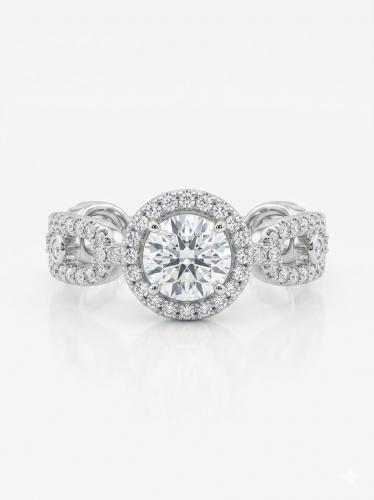 خاتم فضة MOISSANITE الماس