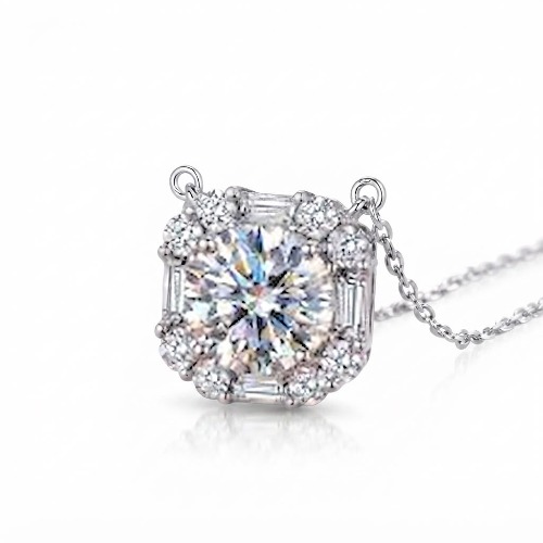 سنسال فضة الماس موزانايت 2ct