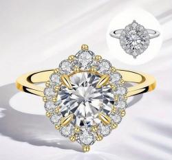 خاتم فضة MOISSANITE الماس 1ct